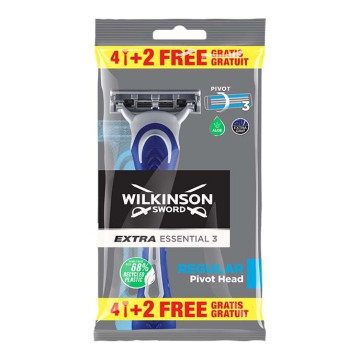 Wilkinson Sword Exτra Essentials 3 Ξυραφάκια μιας Χρήσης με 3 Λεπίδες & Λιπαντική Ταινία 6τμχ