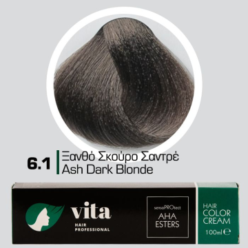 Vita hair professional βαφή μαλλιών - 6.1 Ξανθό Σκούρο Σαντρέ 100ml