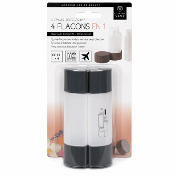 Cosmetic Club 4 Travel Bottles in 1 Set – Έξυπνο Σετ Μπουκάλια Ταξιδιού Καλλυντικών 4x60ml