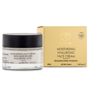 Eolia Cosmetics Ενυδατική Κρέμα Προσώπου 50ml με Υαλουρονικό Οξύ, Ελαιόλαδο & Έλαιο Αργκάν