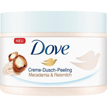DOVE EXFOLIATING BODY SCRUB 225ML CRUSHED MACADAMIA & RICE MILK SCENT