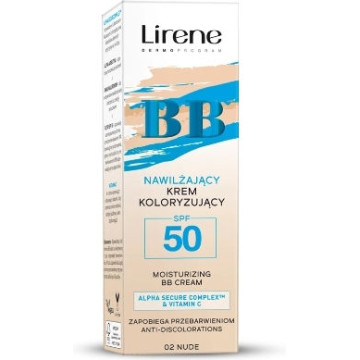 Lirene BB Cream 02 Nude SPF50 30ml – Ενυδατική Κρέμα Προσώπου με Χρώμα, Κατά των Πανάδων & για Λάμψη
